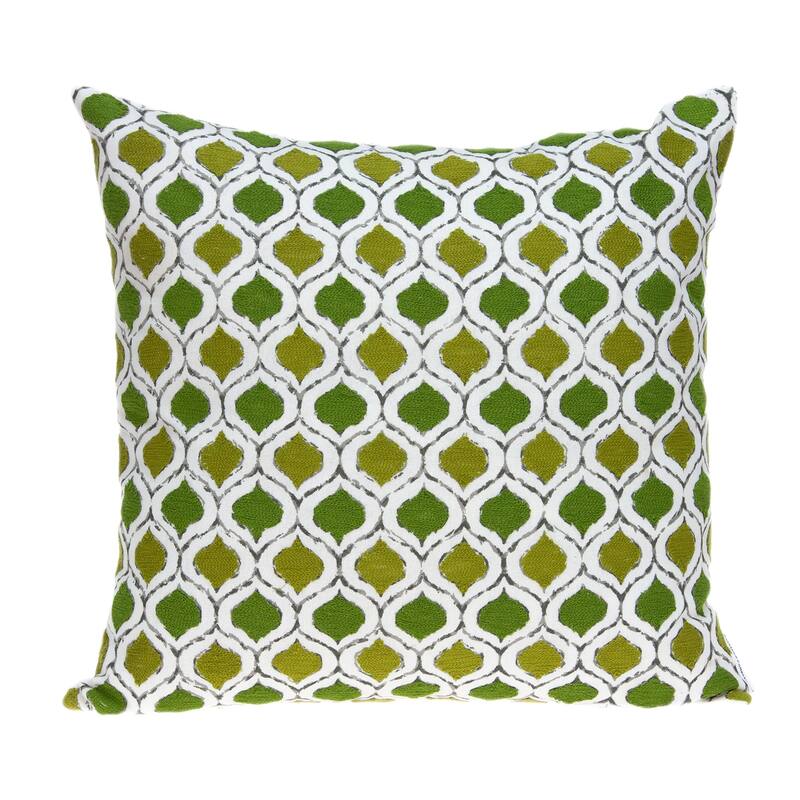 Geometric Ogee Square Cotton Throw Pillow - 20" - Green and White