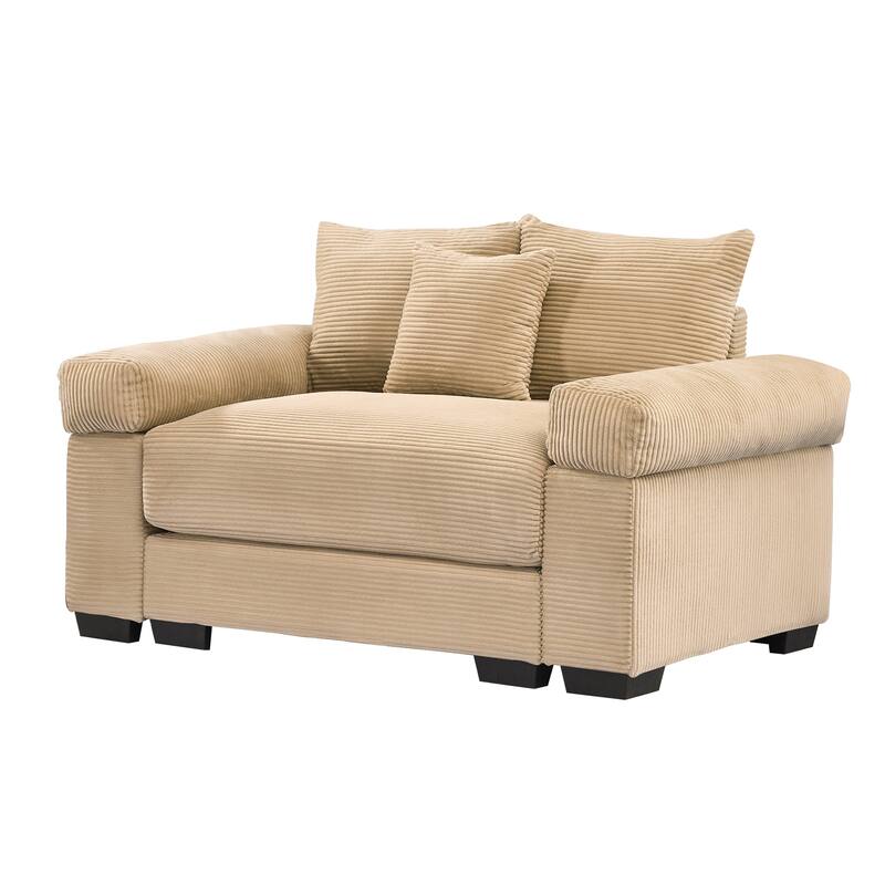 GDFStudio - Soft Corduroy 1-Seater 54.3" Sofa Chair with Extra-Thick Armrests