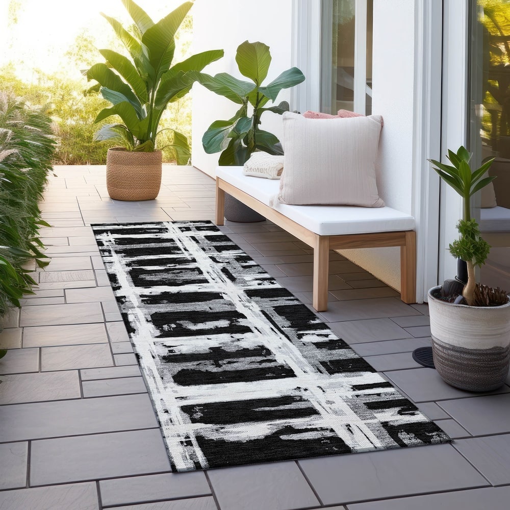 Machine Washable Indoor/ Outdoor Chantille Contemporary Abstract Rug
