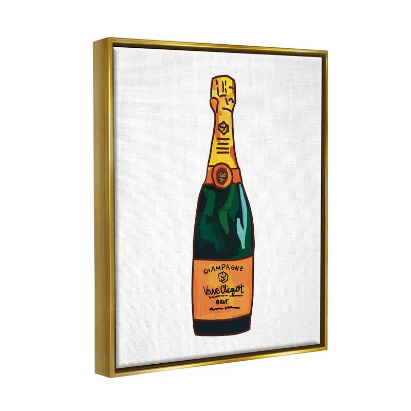 Stupell Classy Champagne Wine Bottle Kitchen Bar Beverage Floater Frame