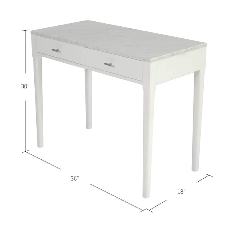 Meno 36" Rectangular Italian Carrara White Marble Console Table with Legs
