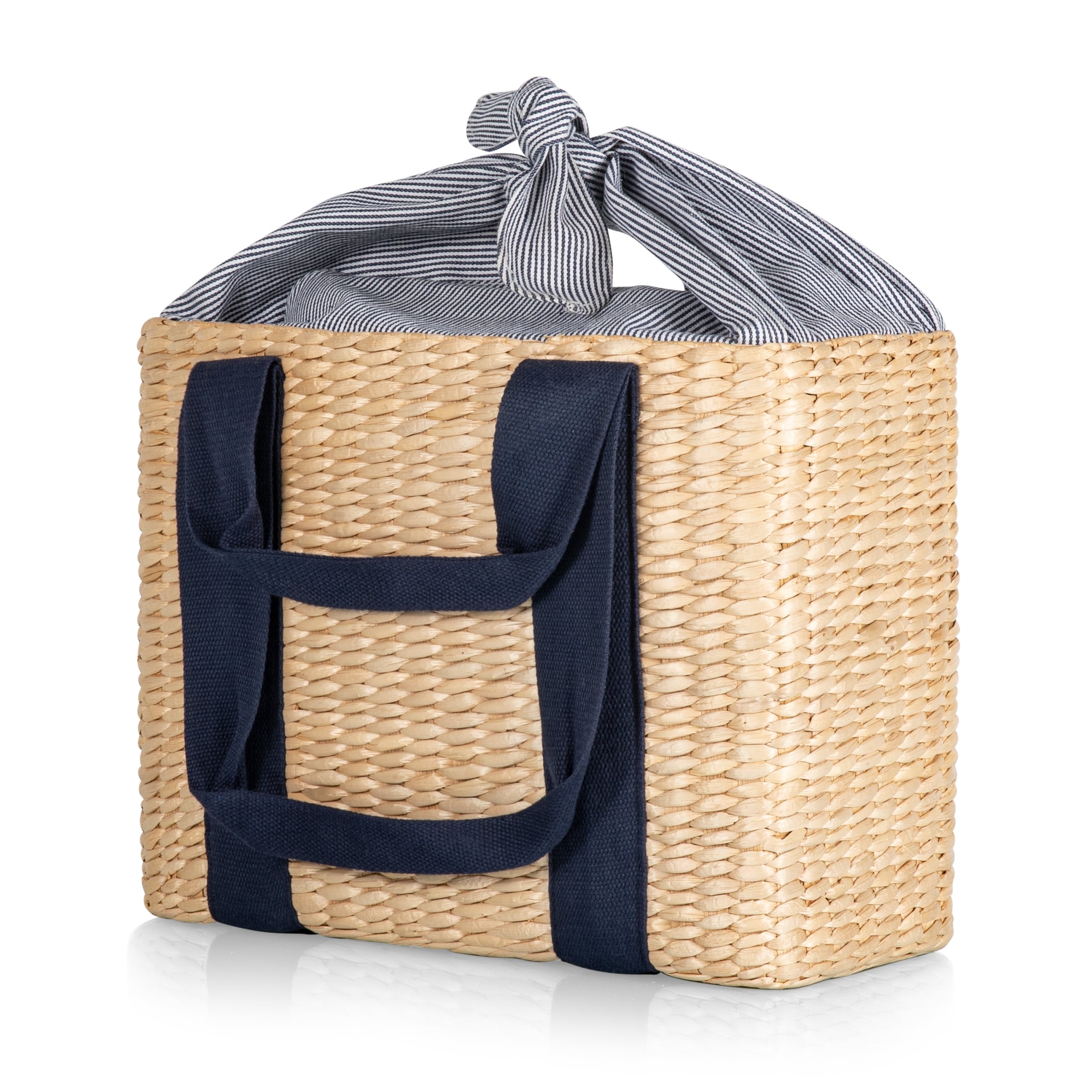 Picnic Time Parisian Picnic Basket Tote, (Beige with Navy Blue Accents)