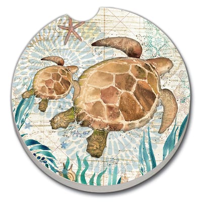 Counterart Absorbent Stoneware Car Coaster, Monterey Bay, Set of 2 - 2.5