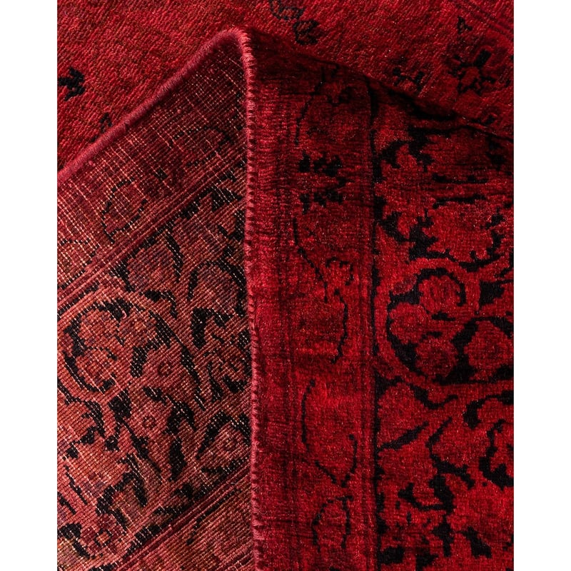 Overton Hand Knotted Wool Vintage Inspired Modern Contemporary Overdyed Red Area Rug - 3' 2" x 5' 3"