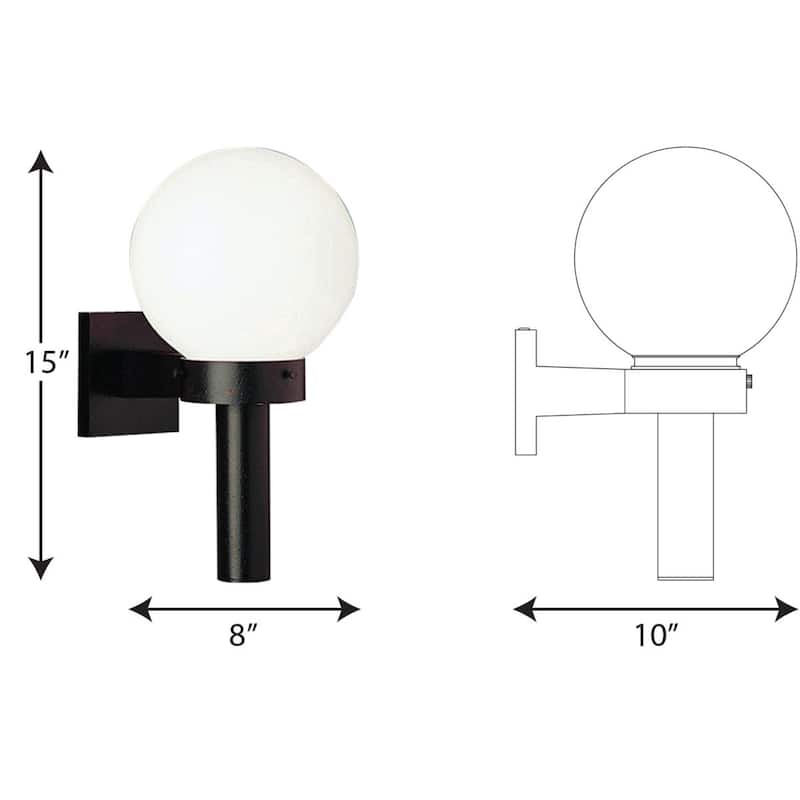 Progress Lighting Black Acrylic Globe One-light Wall Lantern - 12.350" x 10.705" x 10.705"