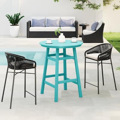 Polytrends Laguna Hdpe All Weather Outdoor Patio 35" Round Bar Table