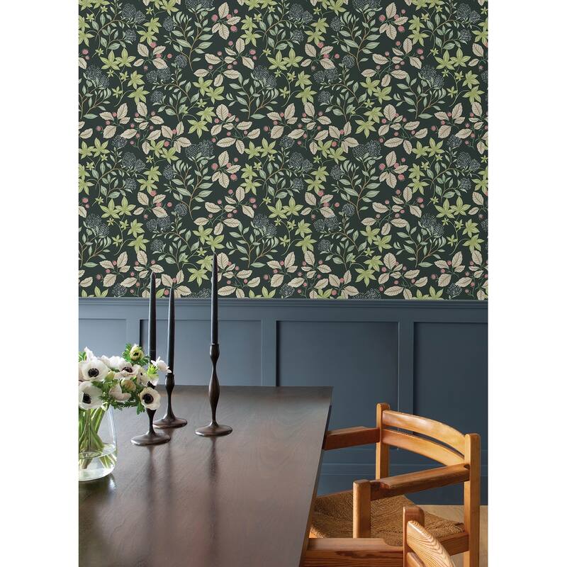 A-Street Prints Mildred Evergreen Botanical Trail Wallpaper