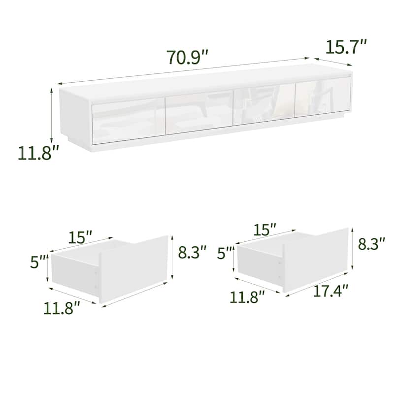 Luminous Elegance High Gloss Entertainment Center with LED Ambiance