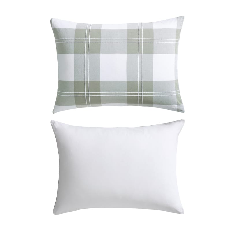 Eddie Bauer Mountain Embroidery Plaid Cotton Green Comforter Set