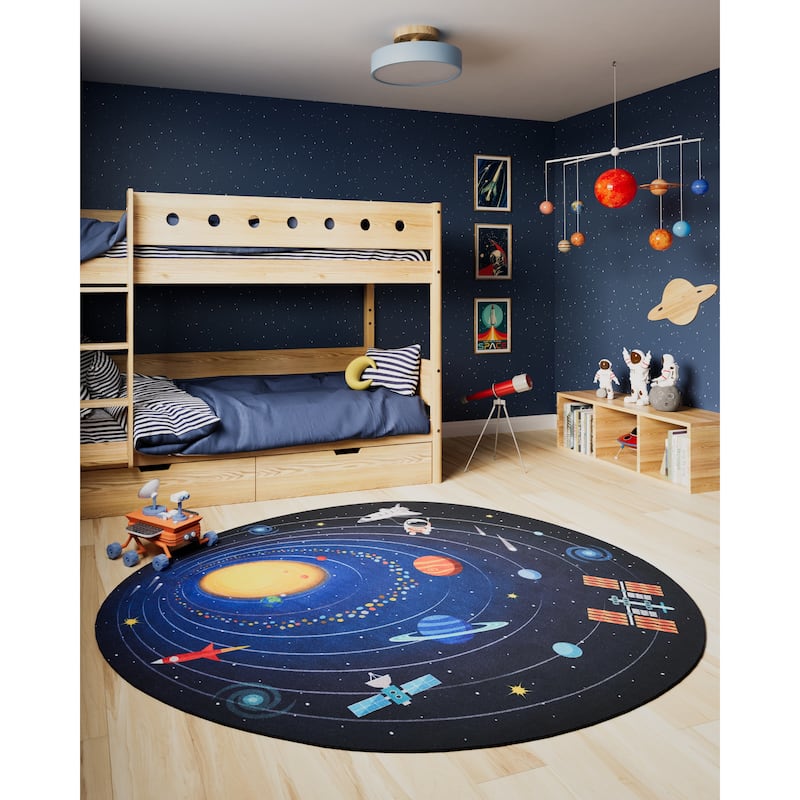 Momeni Playground Space Kid Rug - 4' X 4'4" - Blue - Novelty