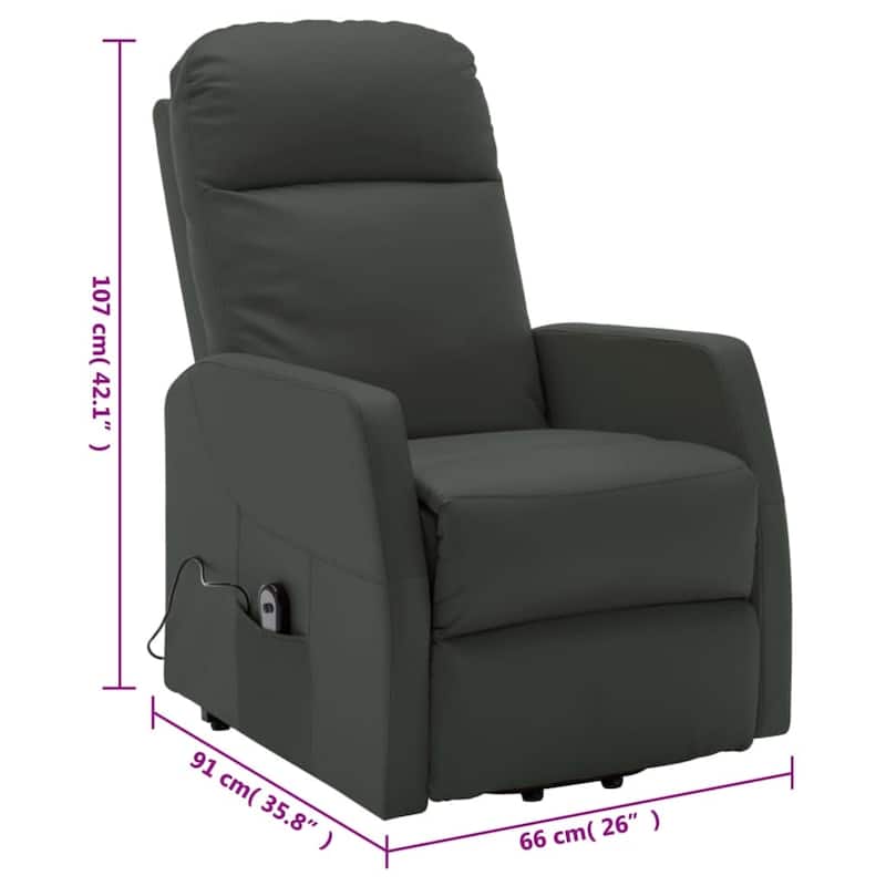 vidaXL Power Lift Recliner Electric Lift Chair for Home Theater Faux Leather - 26" x 35.8" x 42.1"