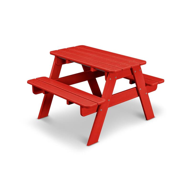 POLYWOOD Kids Outdoor Picnic Table - Sunset Red