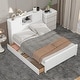preview thumbnail 15 of 22, Full Platform Bed with 2-Drawers, Storage Headboard and Sliding Door, Grey
