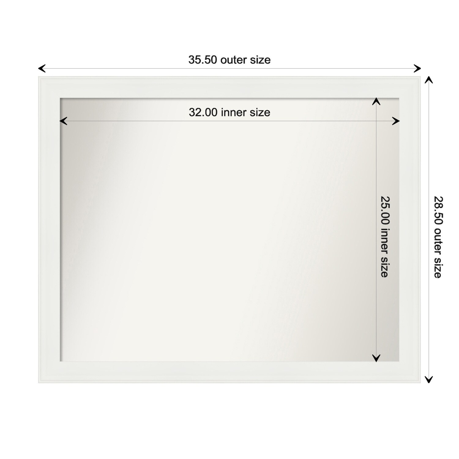 Vanity White Narrow Framed Non-Beveled Custom Wall Mirror, Bathroom Vanity Mirror