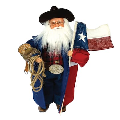 15 inch Texas Cowboy Santa - blue