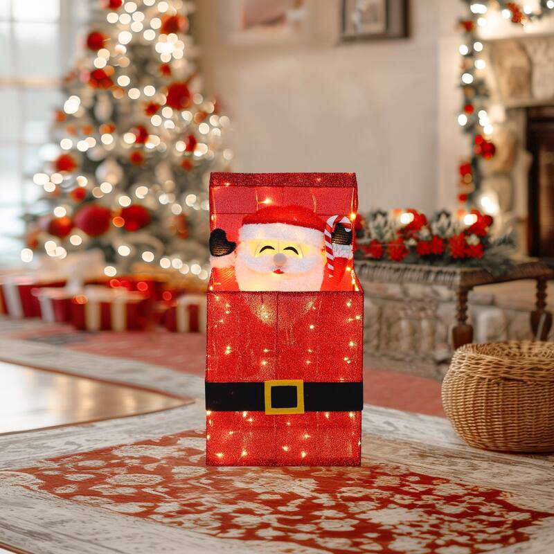 VEIKOUS 3D Pre-Lit Animated Santa Claus Sign, Lighted Holiday Display with 100 LED Lights, Outdoor/Indoor Christmas Decoration