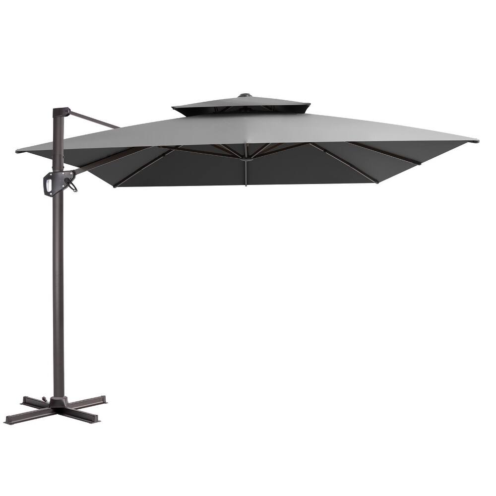 VredHom Outdoor 9x11FT Patio Aluminum Dual Top Cantilever Offset Umbrella