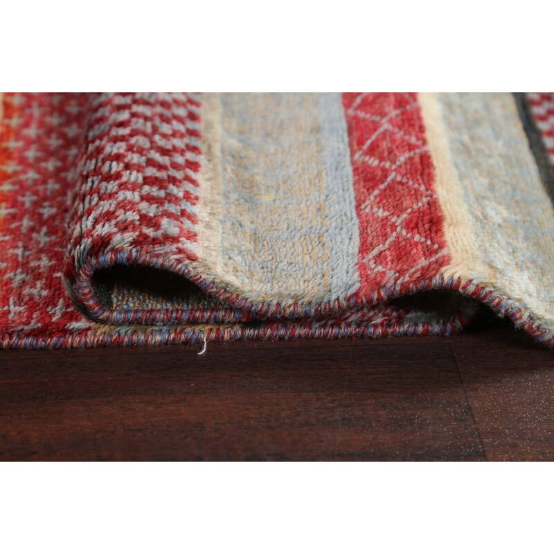 Striped Oriental Gabbeh Kashkoli Runner Rug Hand-knotted Wool Carpet - 2'8" x 11'11"