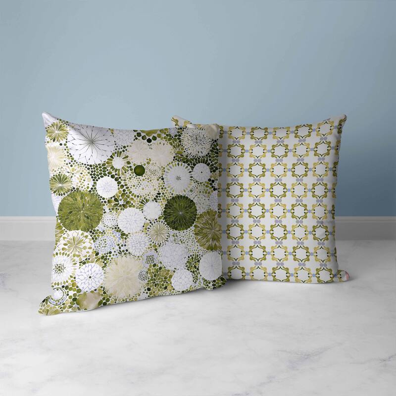Cream And Green Crystal Drift Faux Suede Throw Pillow Zipper