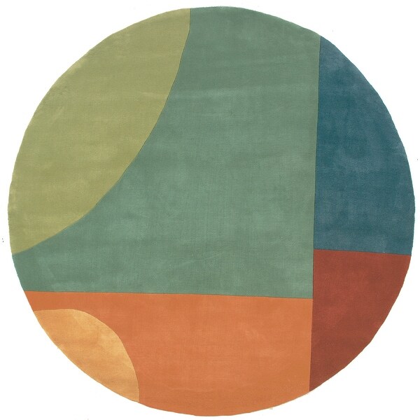 Momeni New Wave Multicolor Hand-Tufted and Hand-Carved Wool Rug (5'9 X 5'9 Round) - 5'9" x 5'9" Round