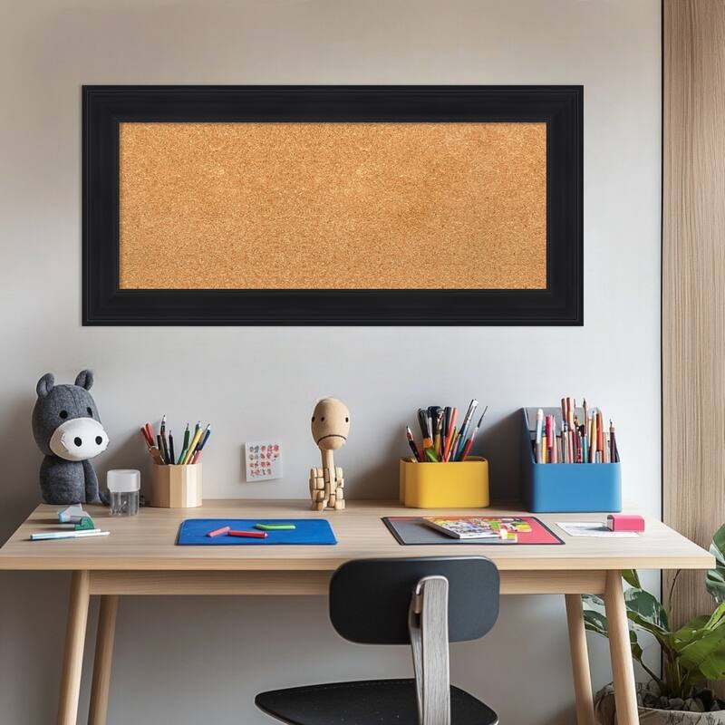 Abbey Black Framed Cork Board - Bulletin Board, Organization Board, Pin Board