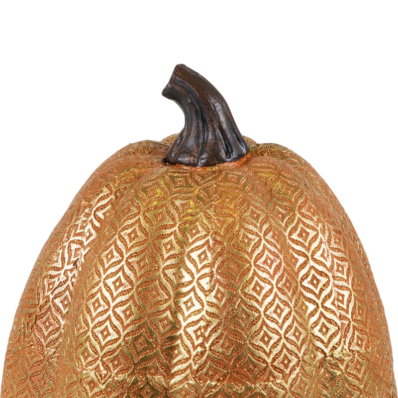 9.75-Inch Gold and Orange Textured Pumpkin Fall Decoration