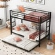 preview thumbnail 2 of 6, Black Twin over Twin Metal Bunk Bed with Trundle