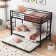 preview thumbnail 18 of 22, Twin over Twin Metal Bunk Bed with Trundle and Two Ladders, Easy Assembly
