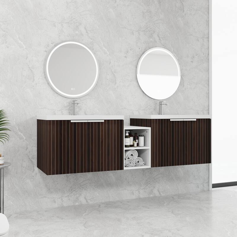 ARTCHIRLY 24/36/48/60/72/84 Inch Bathroom Vanity with Sink, Floating Bathroom Vanity with Soft Close Door and Shelf
