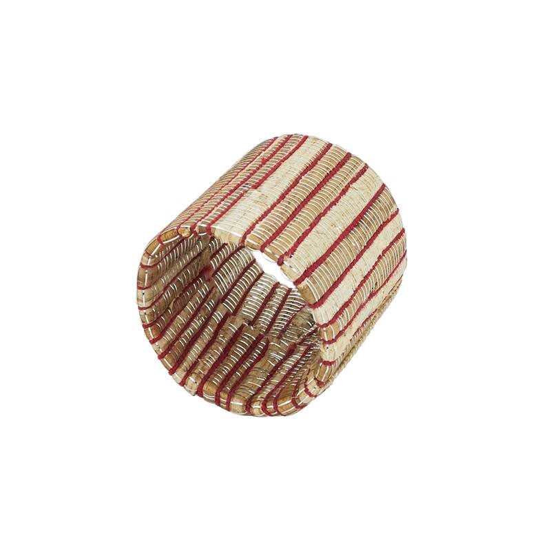 Shimmering Napkin Rings With Woven Nubby Design (Set of 4) - Set of 4 - Rust