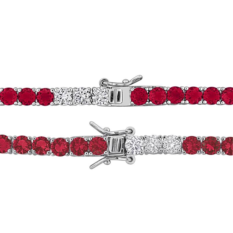 Miadora Sterling Silver Gemstone Tennis Bracelet and Necklace Set