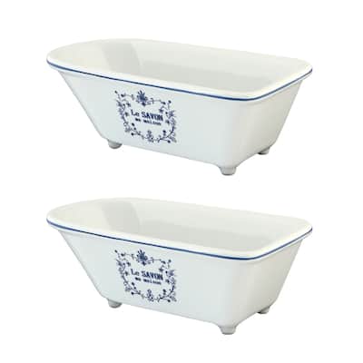 Kingston Brass Classic Bathtub Countertop Soap Dish in White (2-pieces)