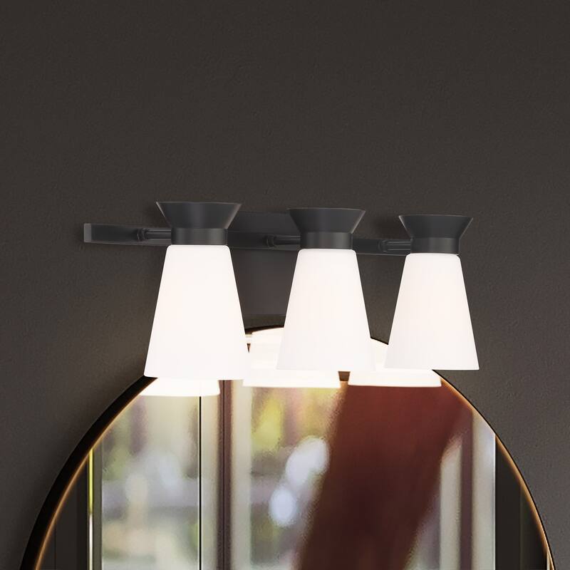Caleta 3-Light Vanity with Cylindrical Glass Black Finish