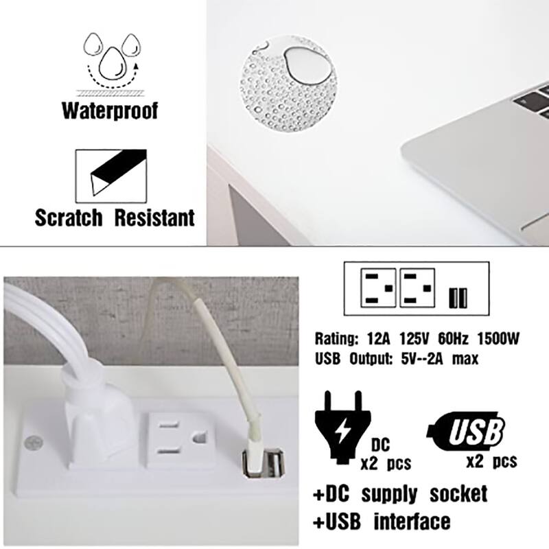 JJS 48" Writing Desk with Power Outlet - Modern Large Computer Desk & Laptop Workstation for Home Office