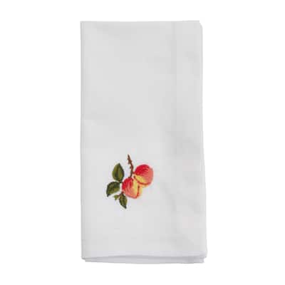 Embroidered Table Napkins With Peach Design (Set of 4) - 20"x20"