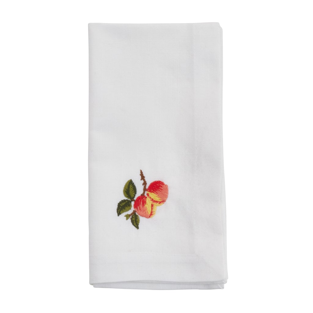 Embroidered Table Napkins With Peach Design (Set of 4) - 20"x20"