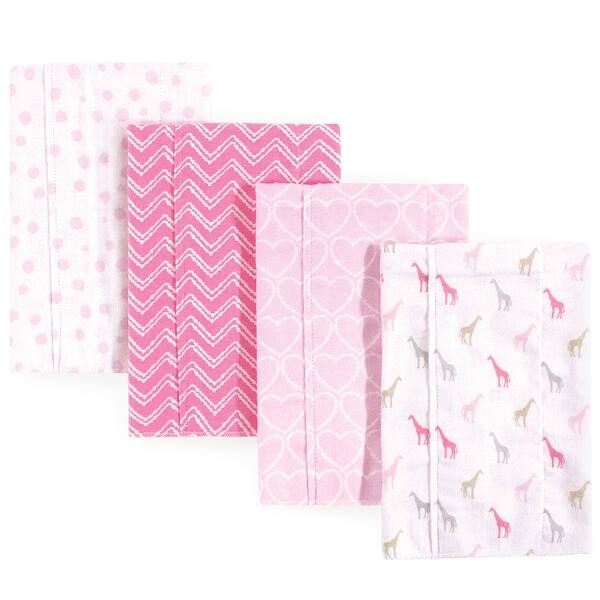 slide 1 of 1, Luvable Friends Baby Girl Cotton Flannel Burp Cloths 4pk, Giraffe, One Size - Giraffe - One Size One Size - Giraffe