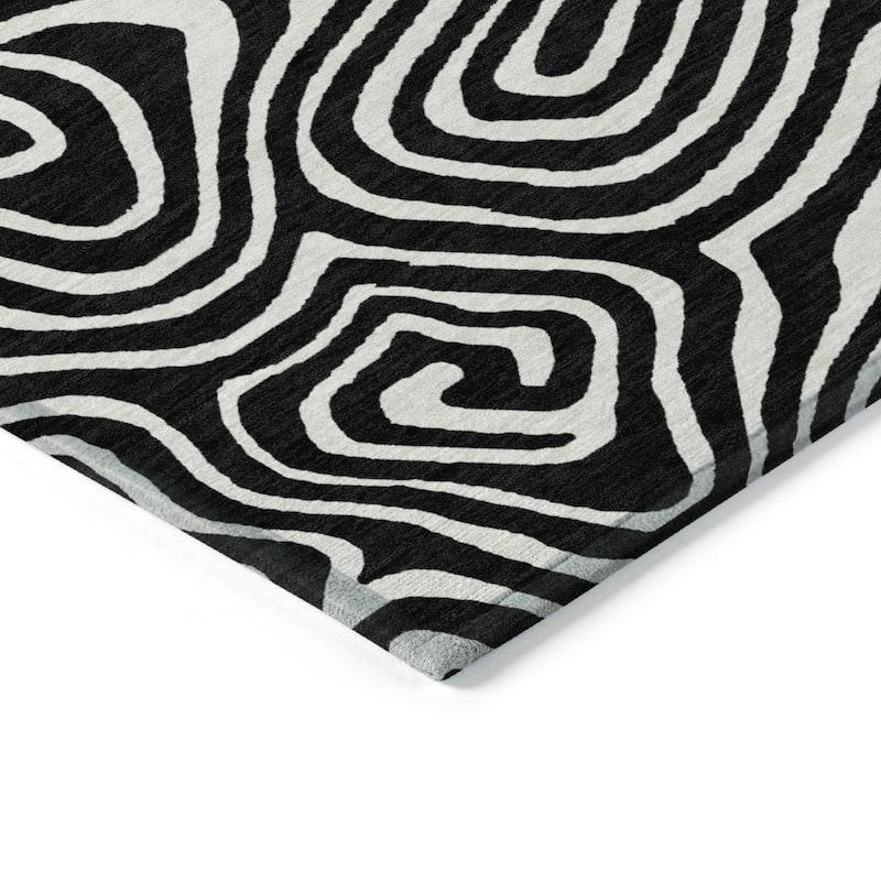 Machine Washable Indoor/ Outdoor Abstract Modern Chantille Rug