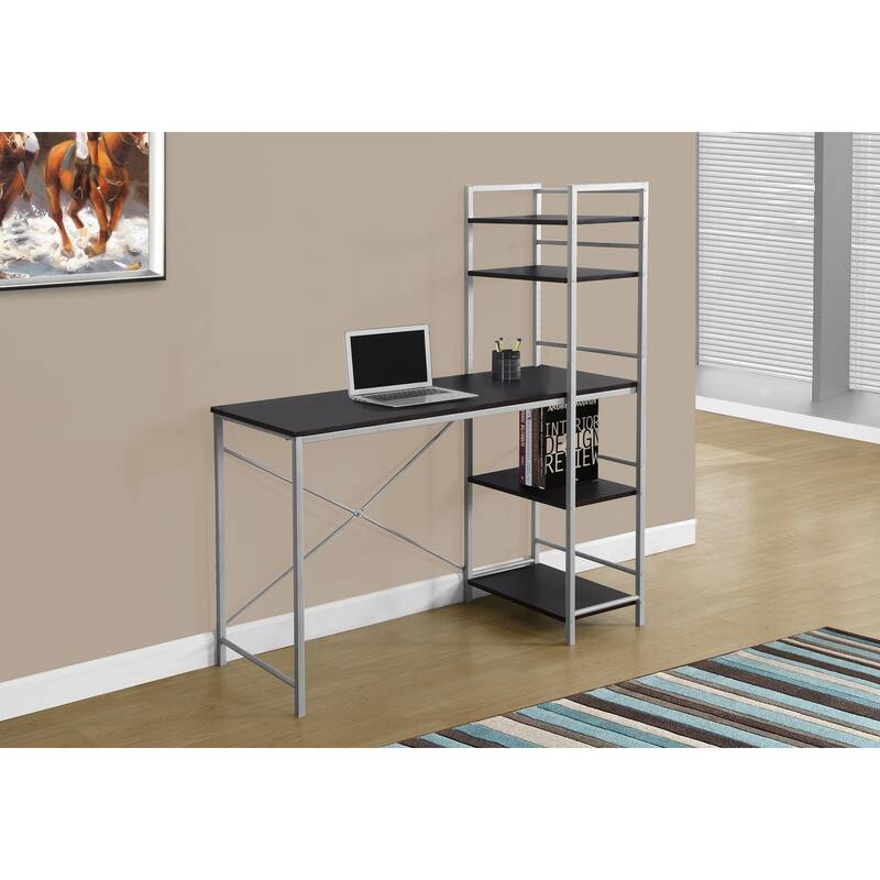 48" Modern Computer Desk with 4 Storage Shelves, Contemporary Design for Home Office, Laptop and Work