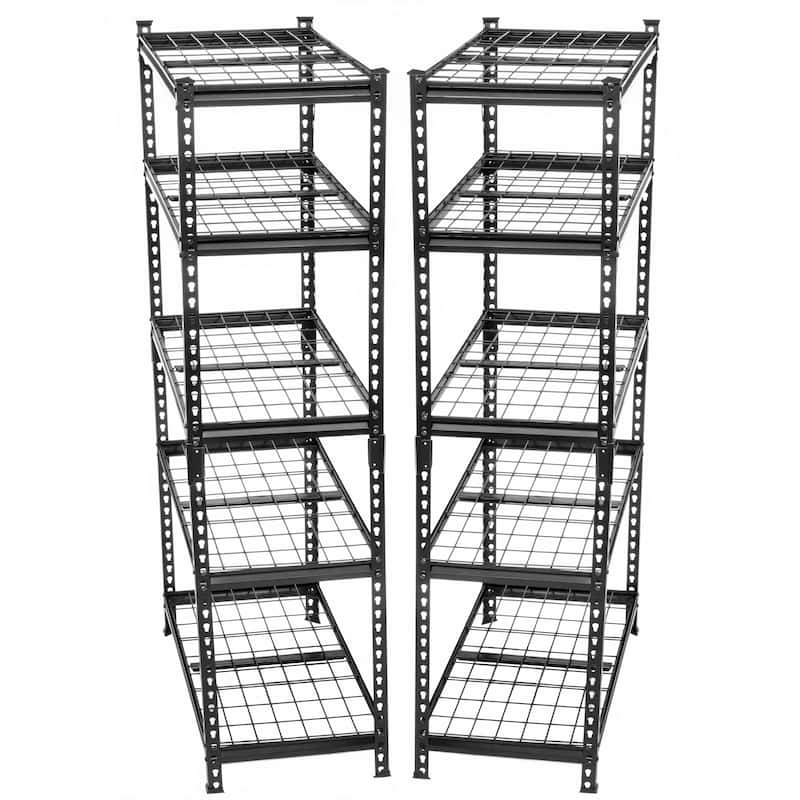 2-piece 5-Tier Storage Shelves set, Heavy-Duty Garage Shelving, Adjustable Shelving Unit, Steel Shelf, Boltless Assembly