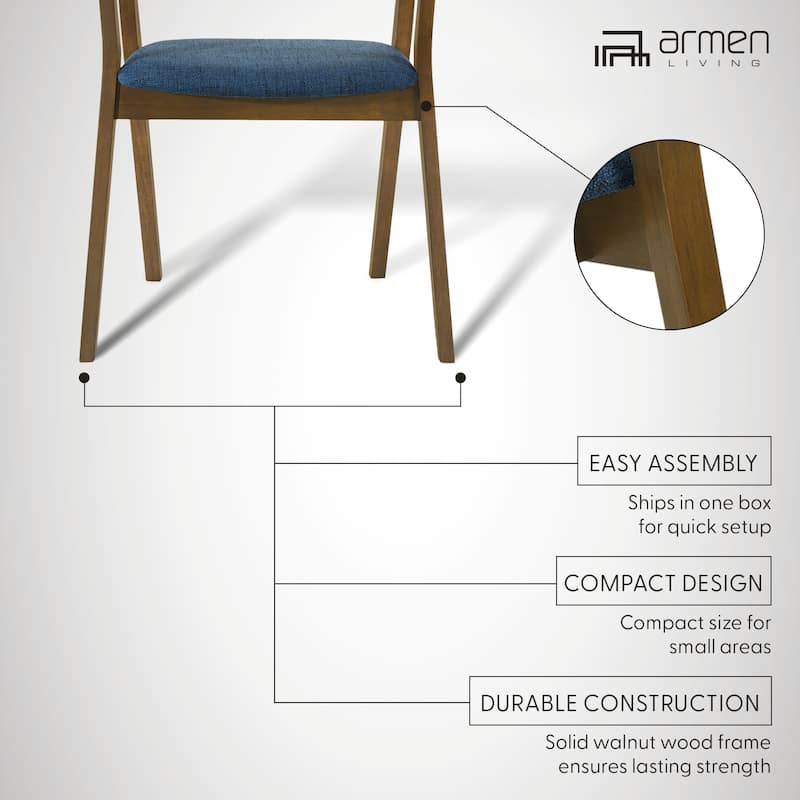 Santana Mid-Century Modern Upholstered Wood Dining Chairs - Set of 2