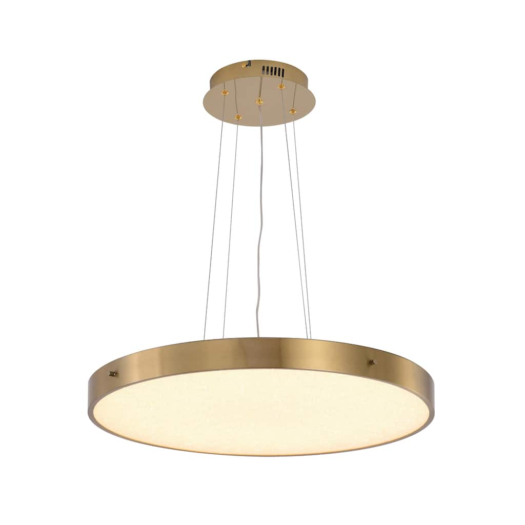 1-Light Brass LED Chandelier With A Clear Acrylic Beaded Diffuser