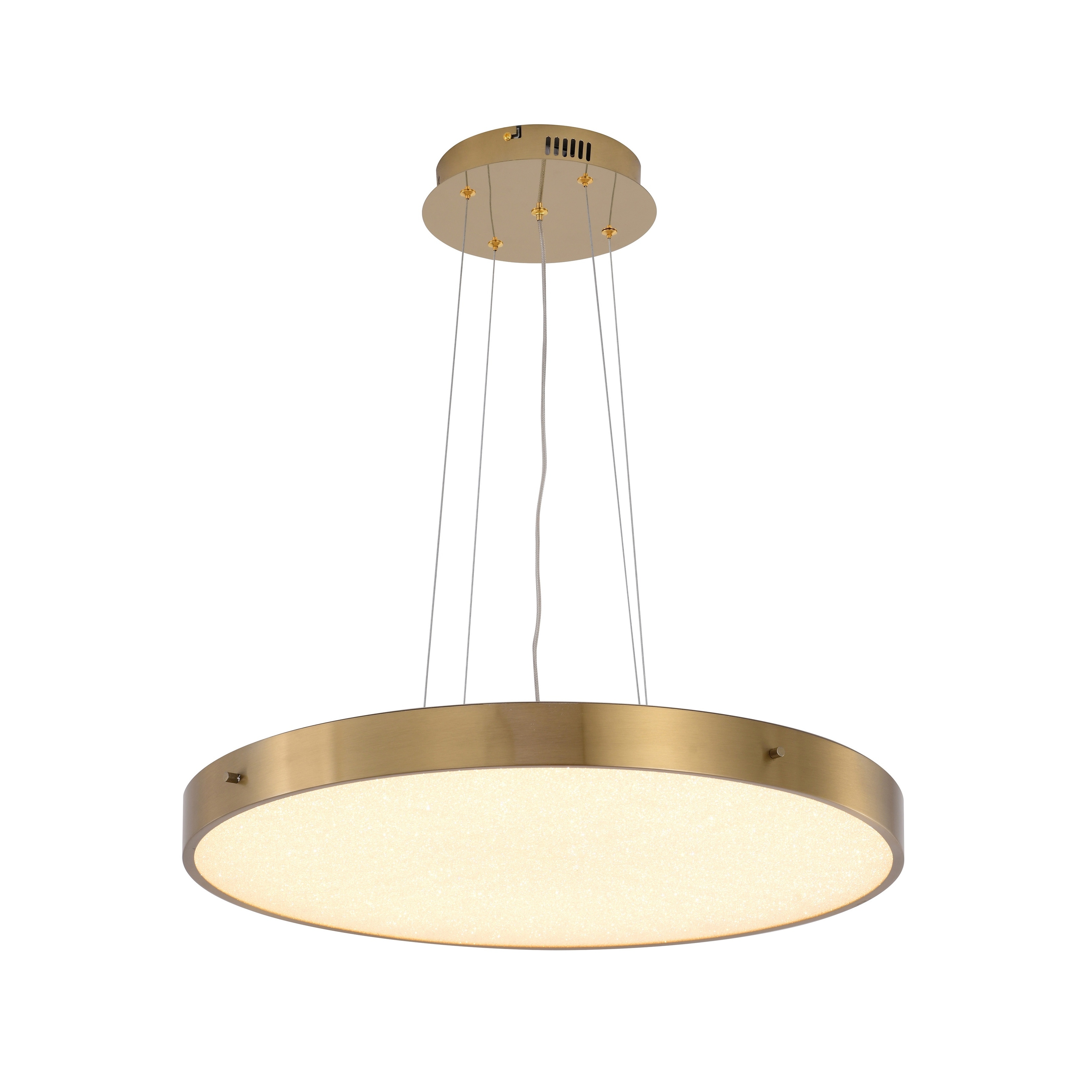 Transitional 1-Light Brass LED Chandelier With A Clear Acrylic Beaded Diffuser
