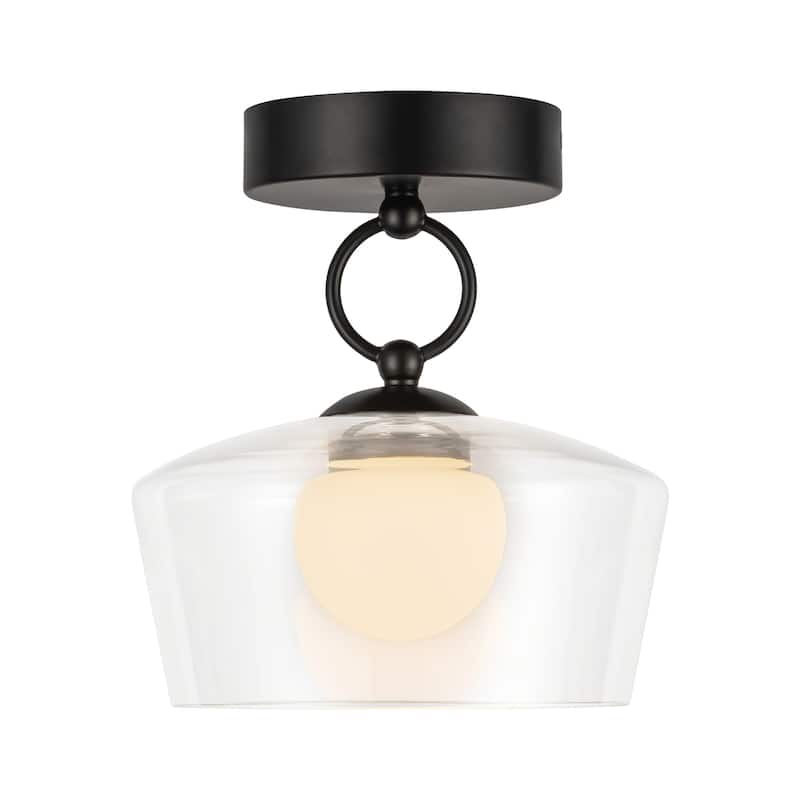 Alora Lighting SF443308-UNV Leota 8" Wide LED Semi-Flush Ceiling - Matte Black / Clear Glass
