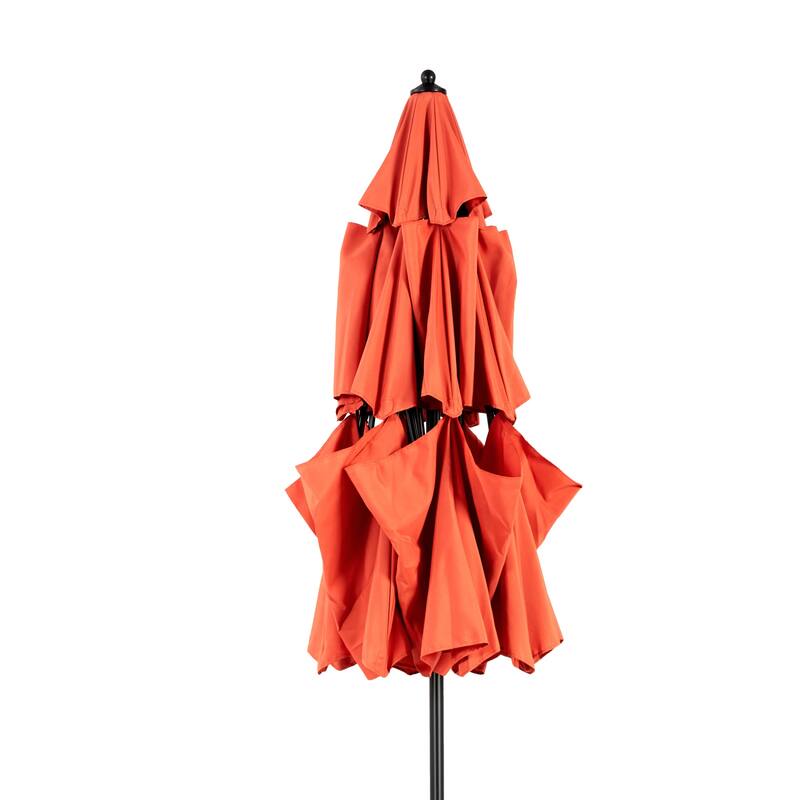 9.64 ft. Steel Market Outdoor Patio Umbrella with 8 Ribs, 3 Tier Auto-tilt Umbrella, (Base Not Included)