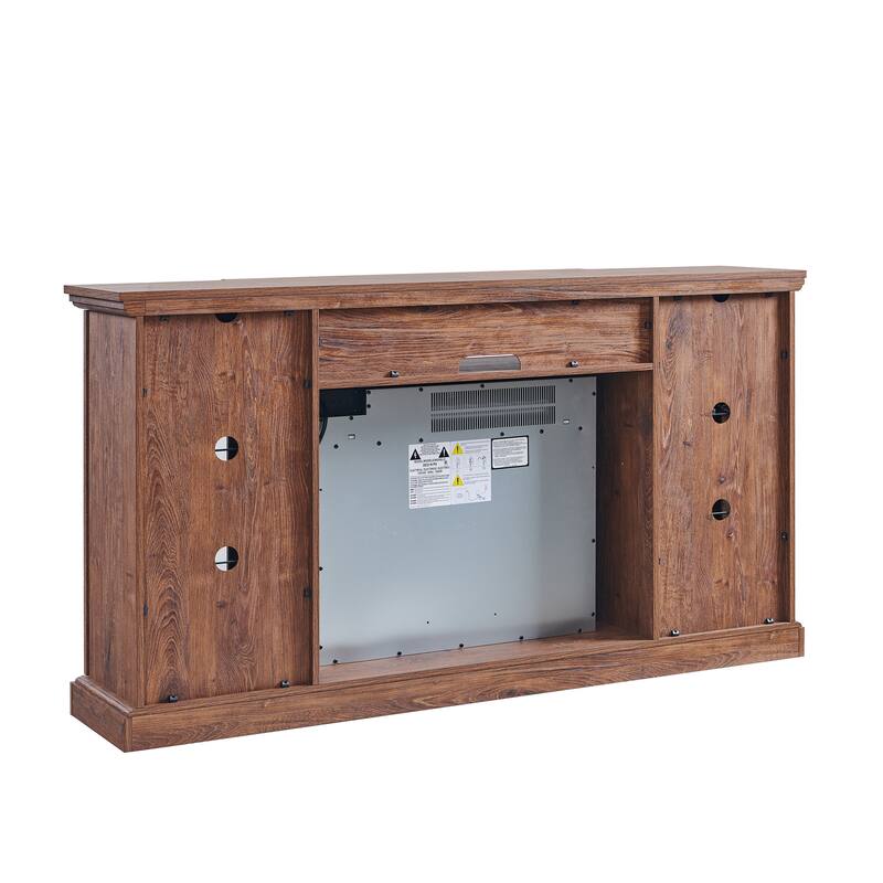 TV Stand with Storage Cabinets, Entertainment Center with Adjustable LED Sidelights, Media Console with Realistic Flames
