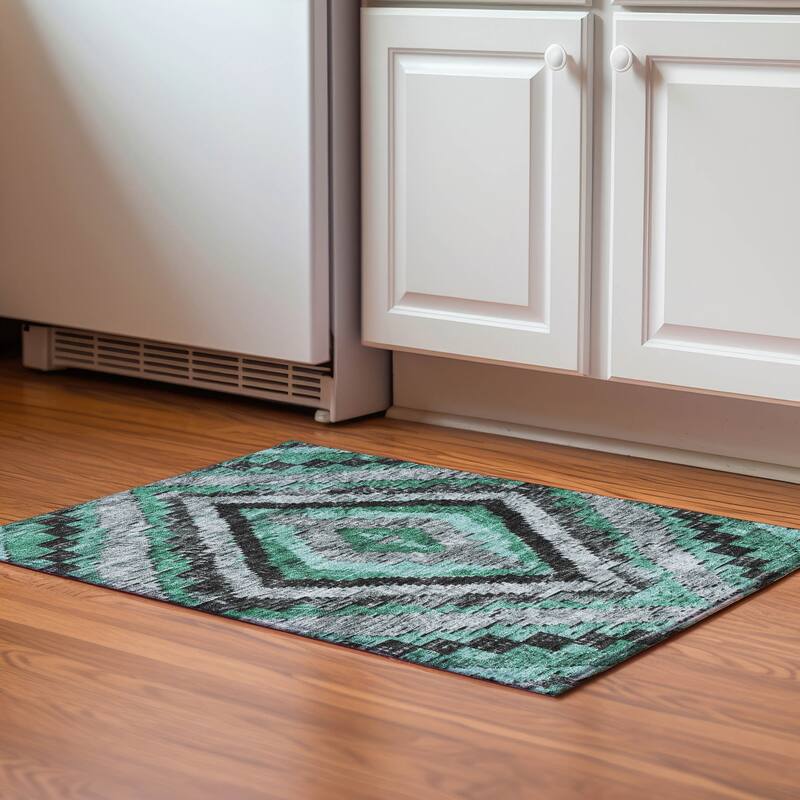 Premium Washable Super Soft Moroccan Mayfield Rug - Seafoam - 1'8" x 2'6"