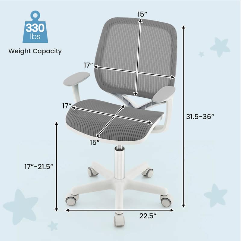 Costway Kids Desk Armchair Swivel Mesh Children Computer Chair with - See Details