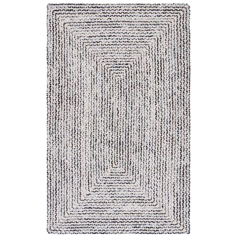 SAFAVIEH Handmade Braided Tadako Cotton Rug - 6' Square - Black/Navy