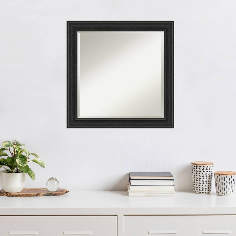 Beveled Wall Mirror - Shipwreck Black Narrow Frame